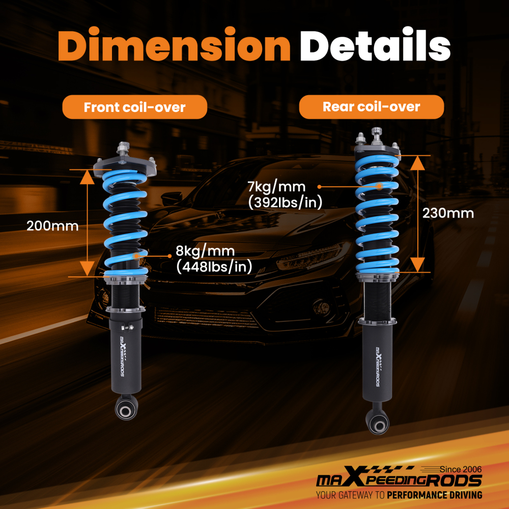 MaXpeedingrods Street Coilovers 24 Step Damper compatible for Lexus SC430 UZZ40R 2001-2010