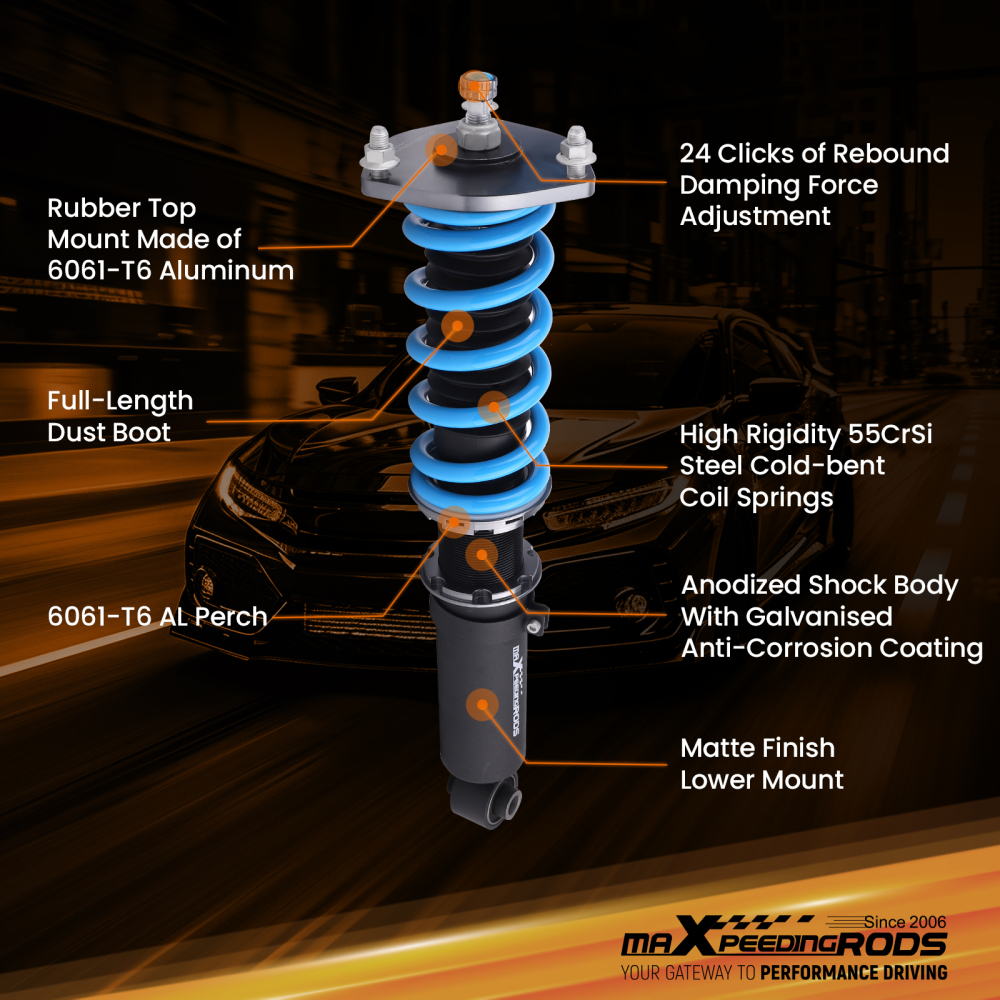MaXpeedingrods Street Coilovers 24 Step Damper compatible for Lexus SC430 UZZ40R 2001-2010