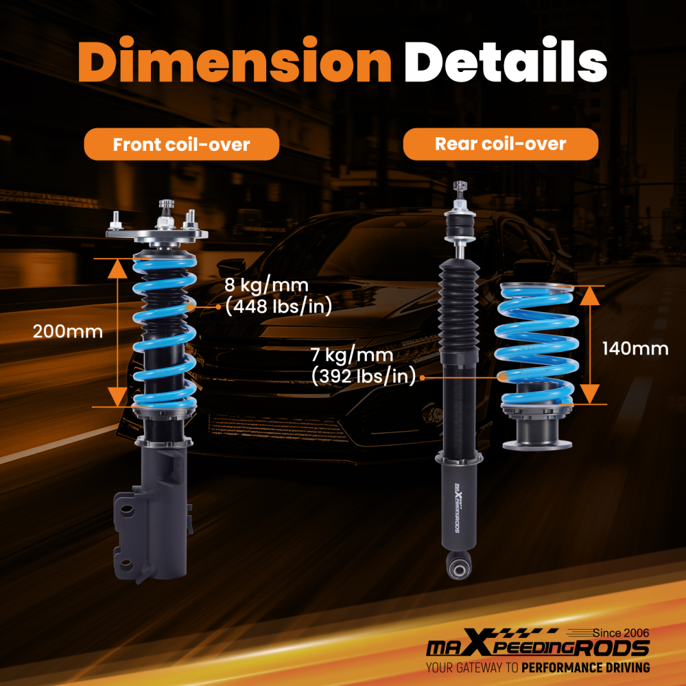 Compatible for Scion xB 2008-2015 MaXpeedingrods T6 Coilovers 24 Way Damper Suspension Lowering Kit