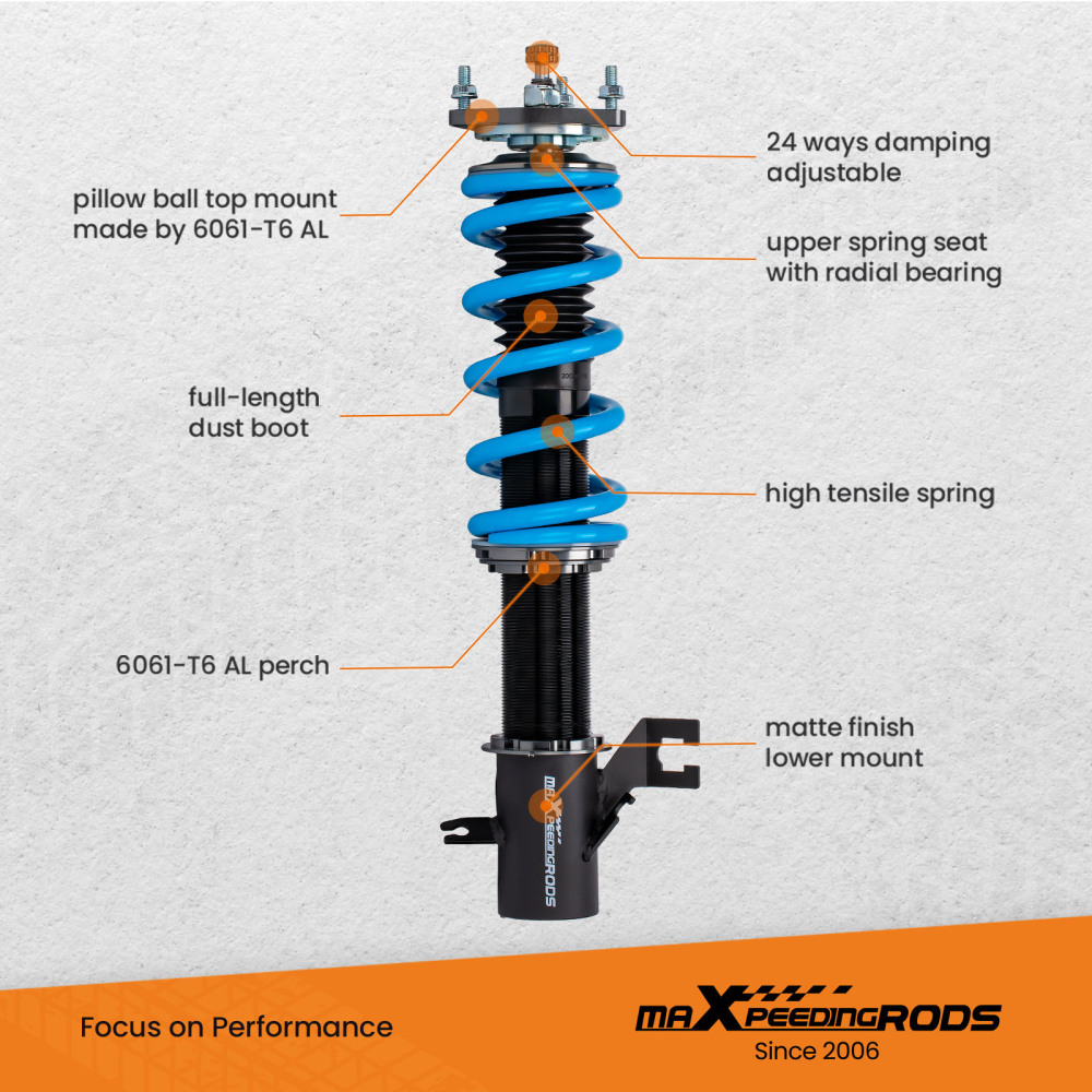 Coilovers 24 Way Adj. Damper Suspension Kit compatible for Nissan SENTRA 2000-2006