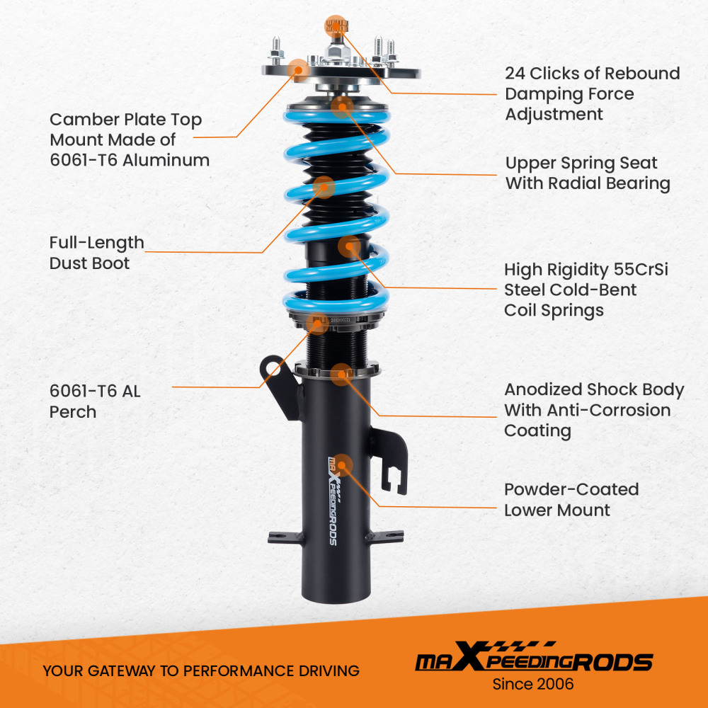 Compatible for Nissan Sentra B16 2007-2012 MaXpeedingrods 24-Way Damper Coilovers Struts Lowering Kit
