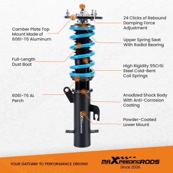 Compatible for Nissan Sentra B16 2007-2012 MaXpeedingrods 24-Way Damper Coilovers Struts Lowering Kit