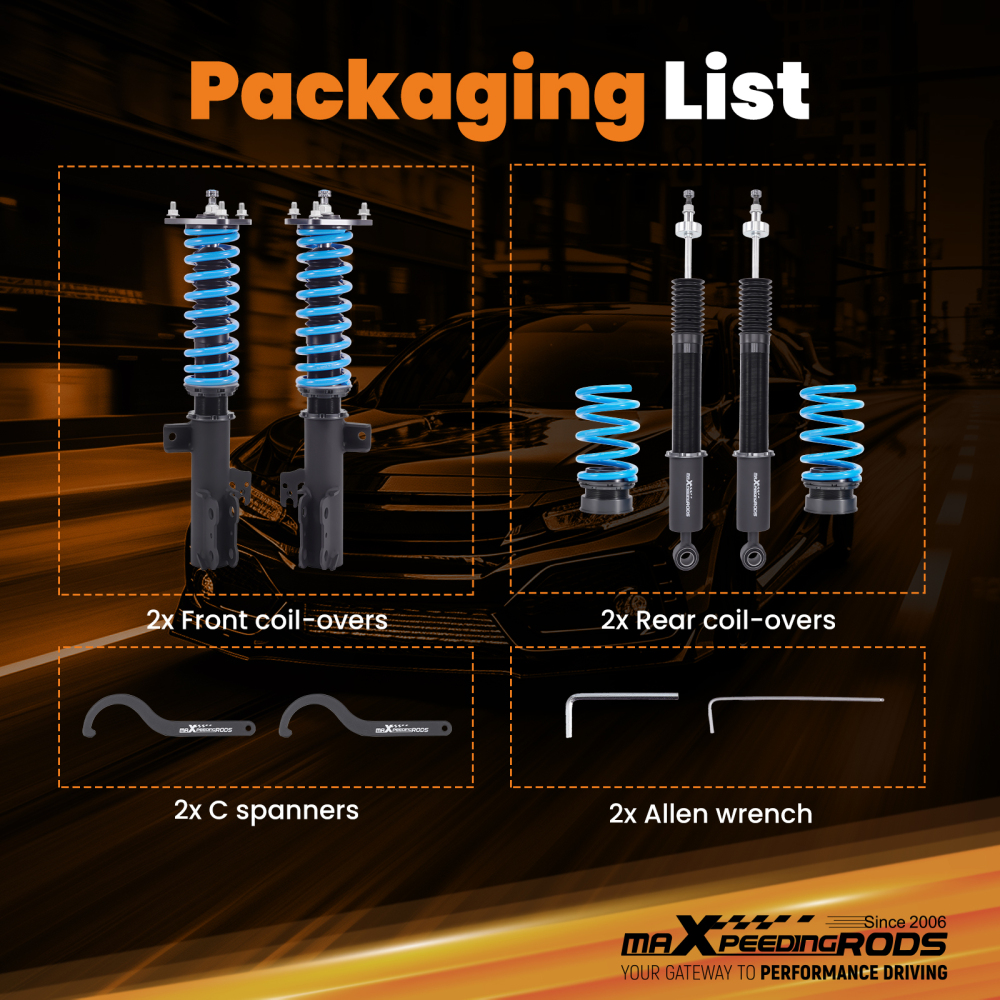 MaXpeedingrods Adjustable Coilover Shocks Kit compatible for Toyota Sienna FWD AWD 2011-20