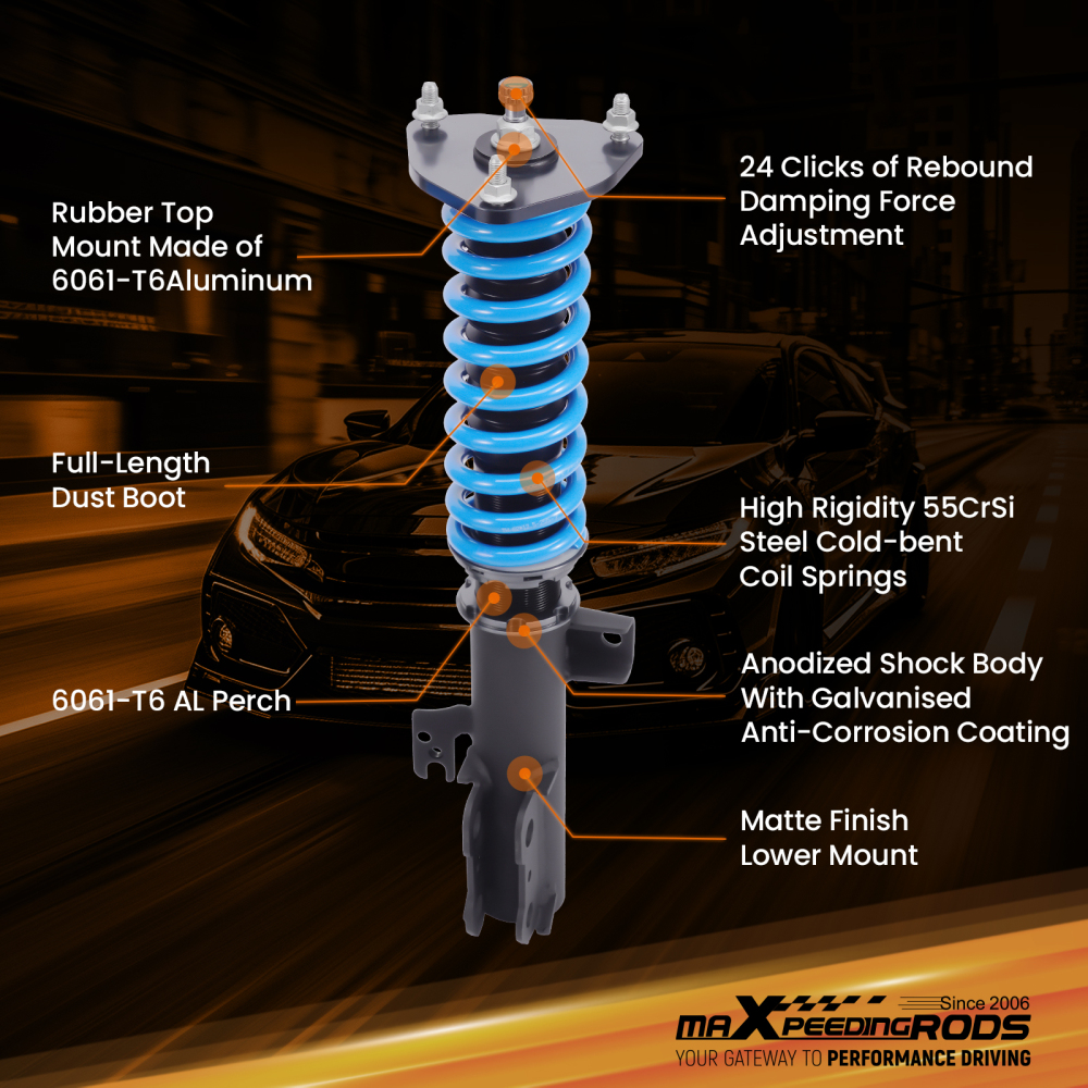 MaXpeedingrods Adjustable Coilover Shocks Kit compatible for Toyota Sienna FWD AWD 2011-20