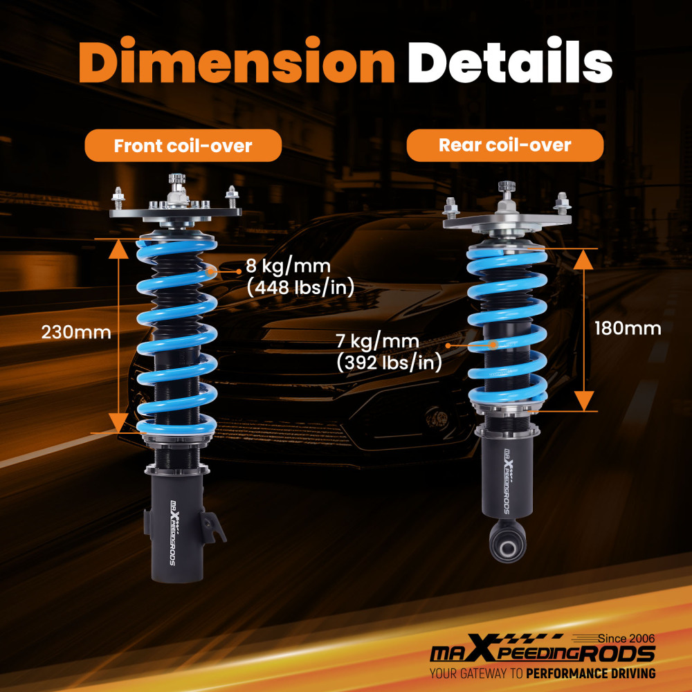 MaXpeedingrods T6 Coilovers Lowering Kit compatible for Subaru Impreza WRX STI 08-14