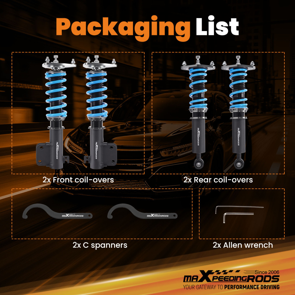 24 Level Damper Adjustable Coilovers Lowering Kit compatible for Subaru Forester SJ 2014-18