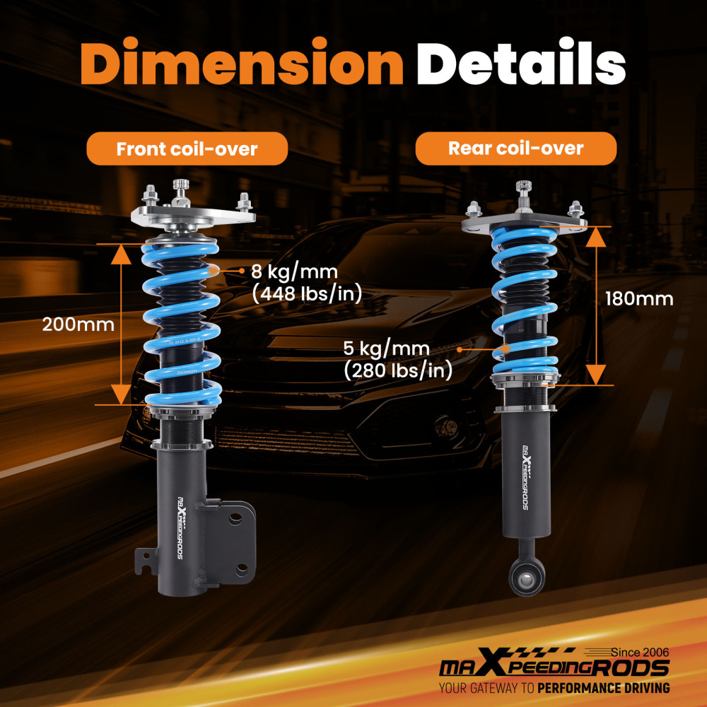 24 Level Damper Adjustable Coilovers Lowering Kit compatible for Subaru Forester SJ 2012-18