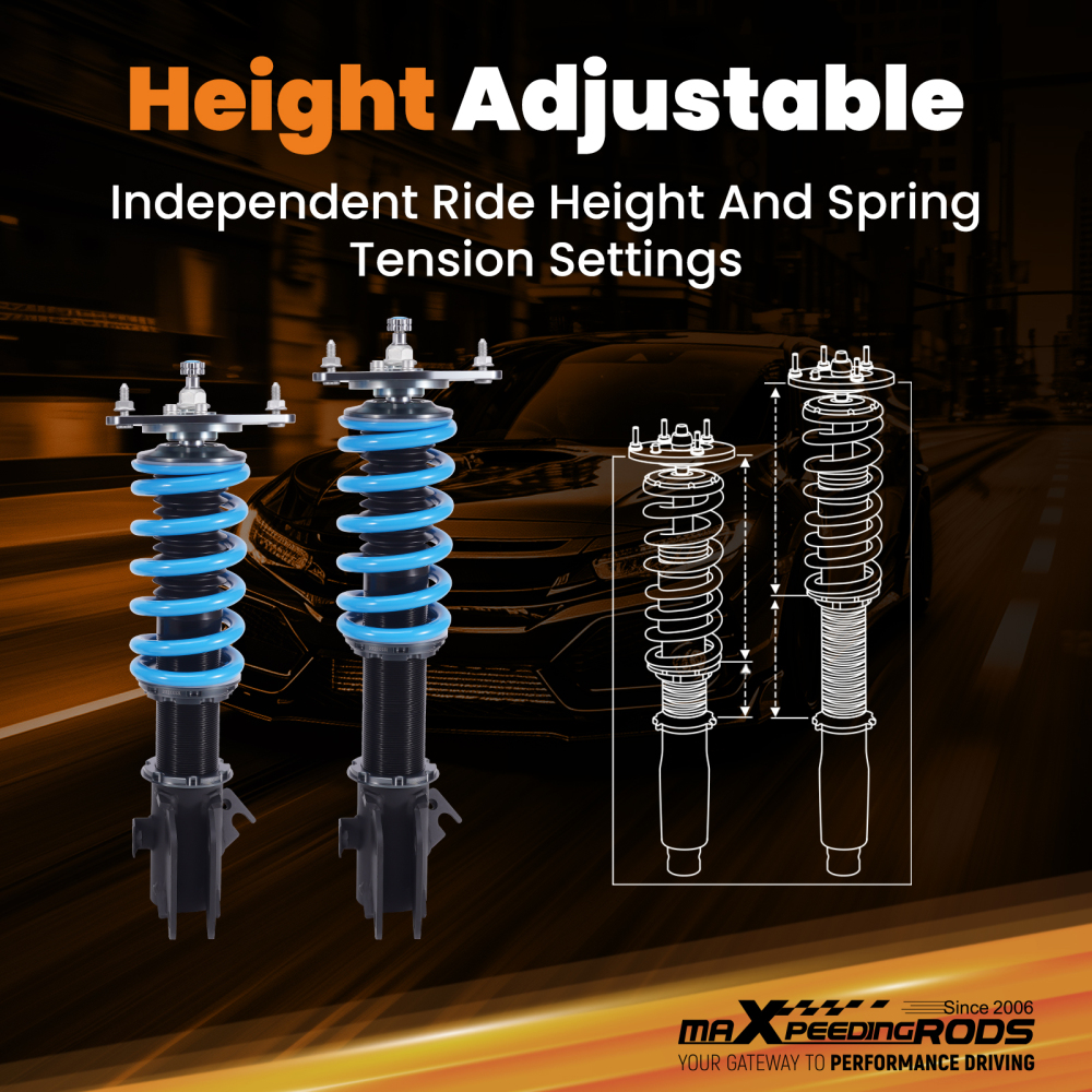 Amortisseurs combinés fileté réglables compatible pour Subaru Impreza WRX STI 2000-2004 GDB