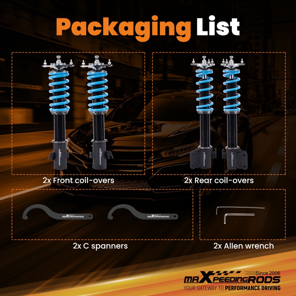 MaXpeedingrods 24 Step Adjustable Coilovers compatible for Subaru Impreza WRX STI GDF 05-07