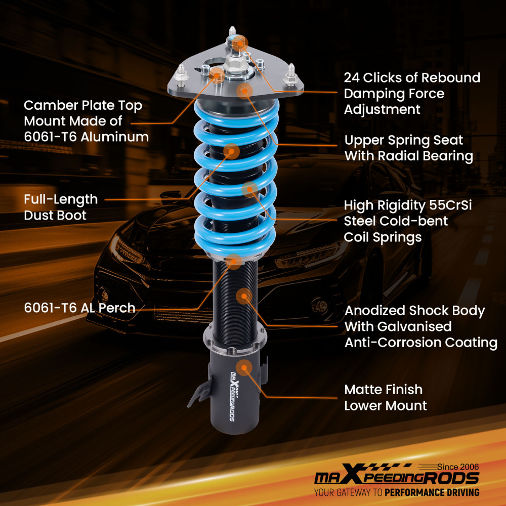 MaXpeedingrods 24 Step Adjustable Coilovers compatible for Subaru Impreza WRX STI GDF 05-07