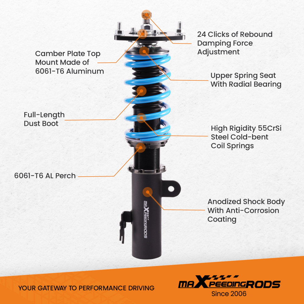 Maxpeedingrods COT6 Coilovers 24 Way Damper Struts compatible for Scion TC 2011-2016 AGT20