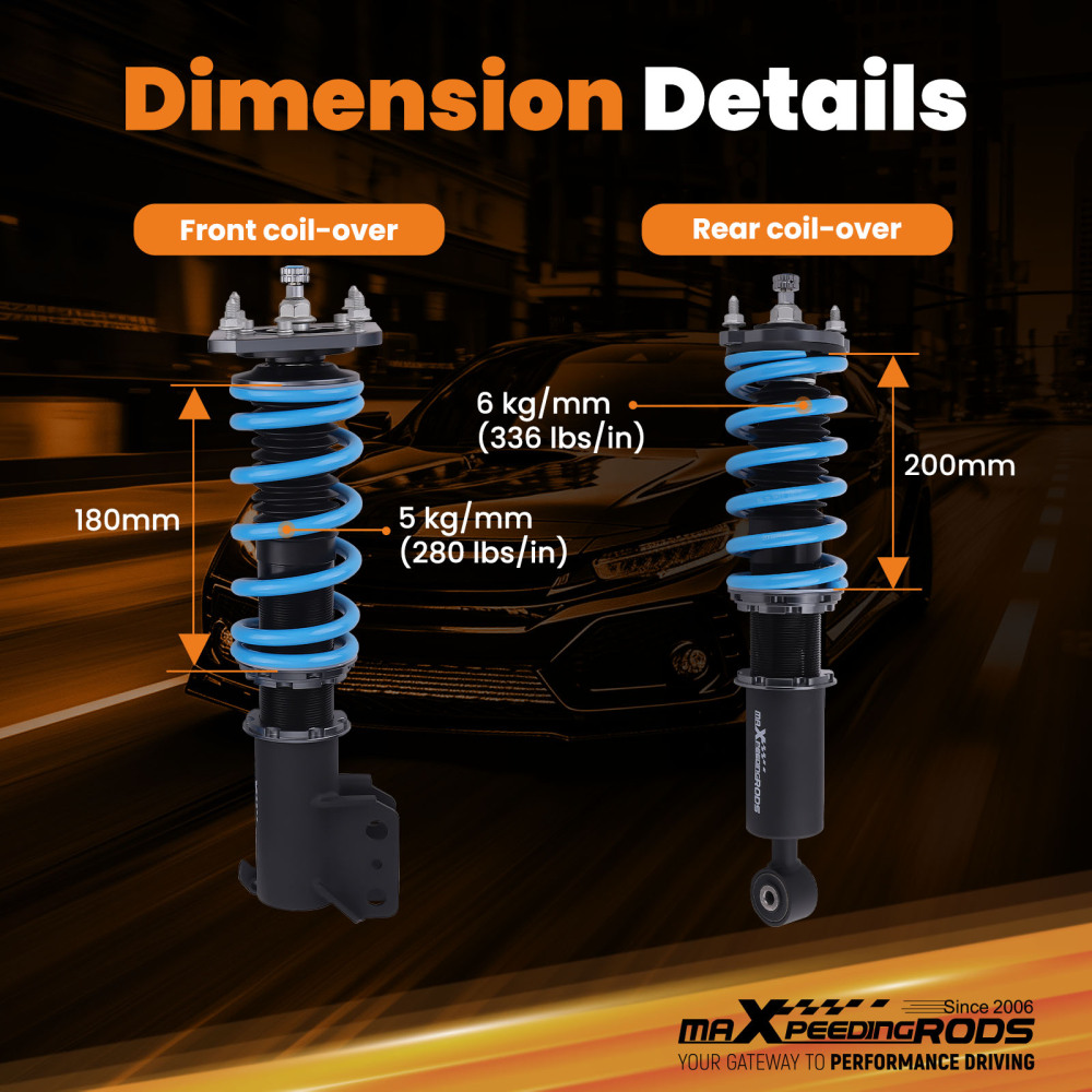 MaXpeedingrods T6 Coilovers Adjustable Suspension Kit compatible for Toyota Starlet 91-99