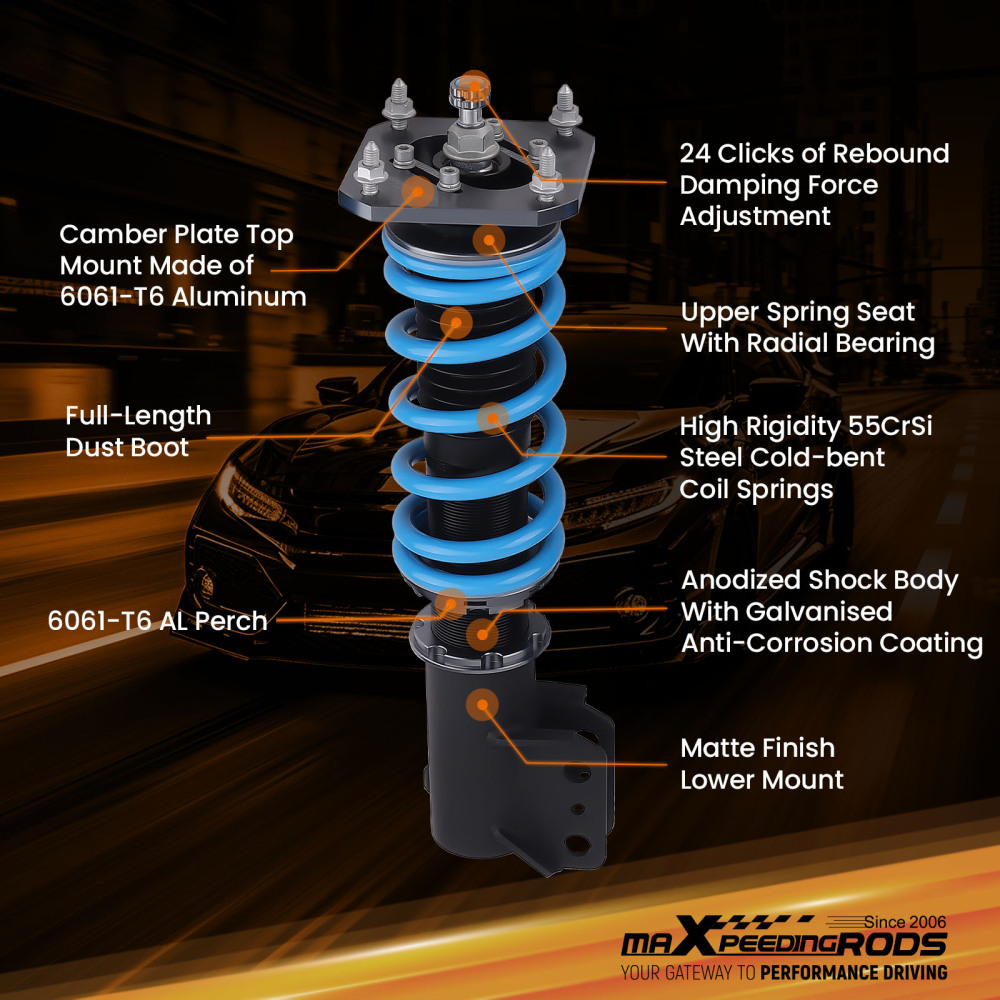 MaXpeedingrods T6 Coilovers Adjustable Suspension Kit compatible for Toyota Starlet 91-99