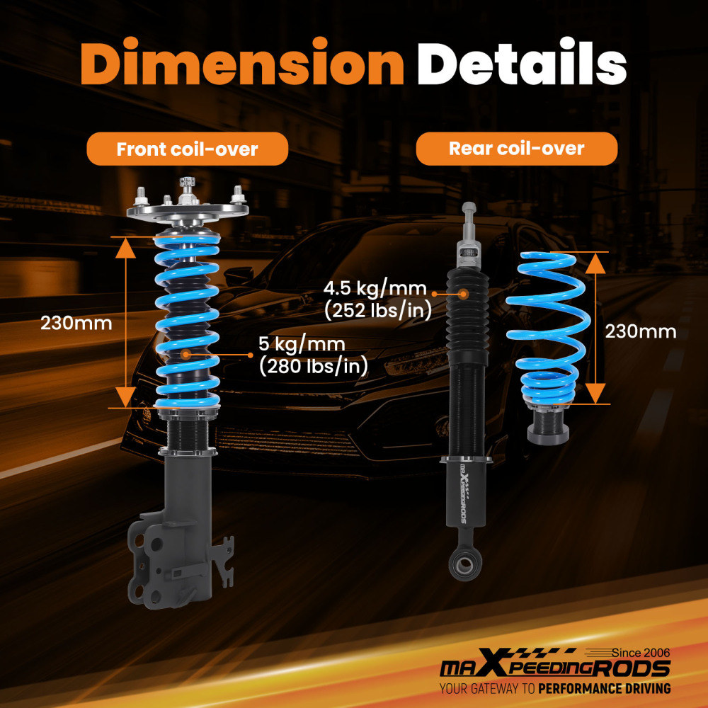 MaXpeedingrods T6 Adjustable Coilover Shocks Kit compatible for Toyota CH-R CHR AX10 18-22