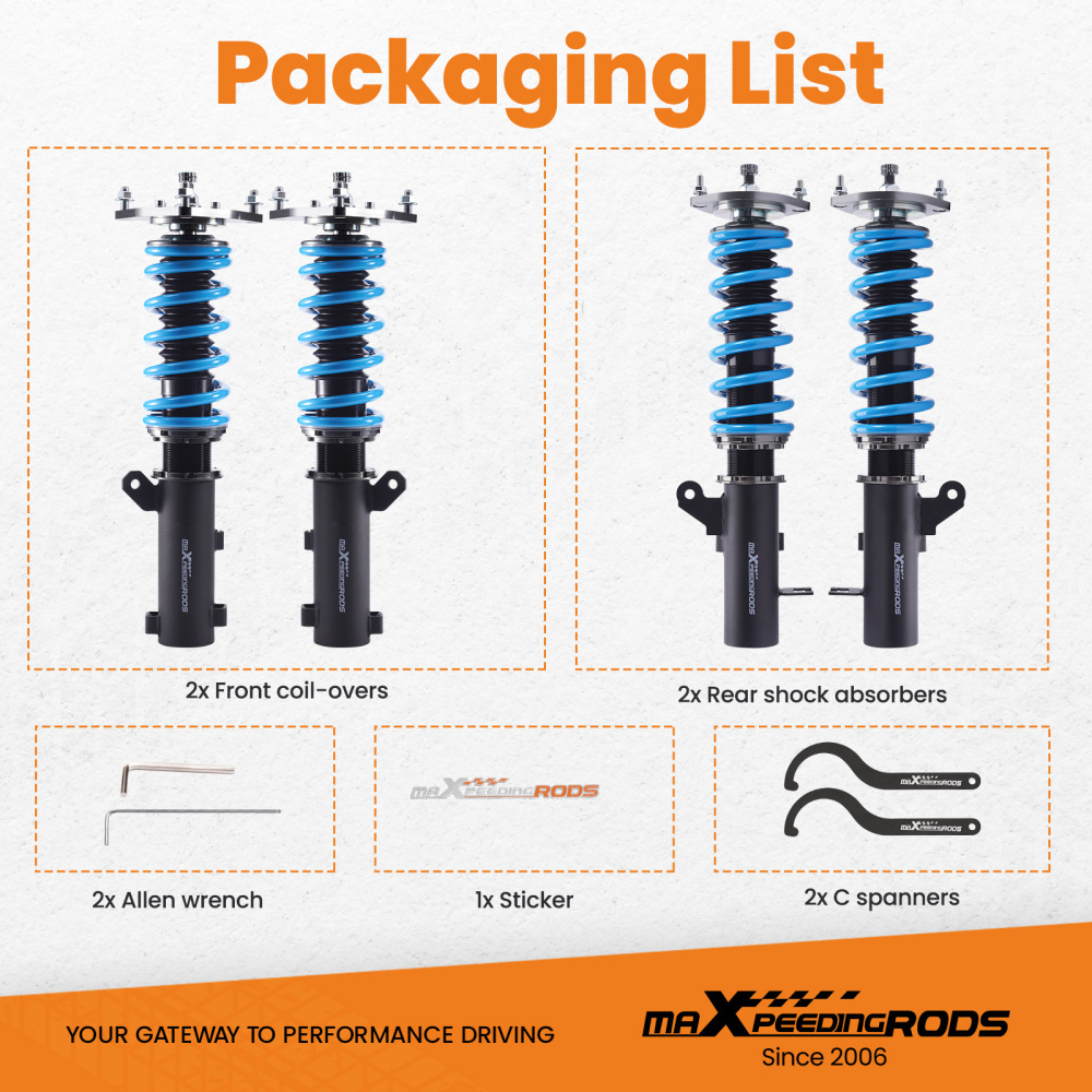 MaXpeedingrods T6 Coilovers Suspension compatible for Hyundai Tiburon 03-08 Adj. Damper