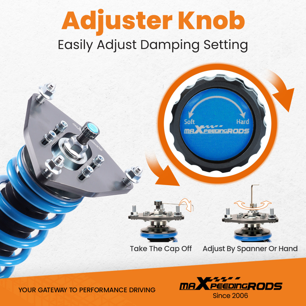 MaXpeedingrods T6 Coilovers Suspension compatible for Hyundai Tiburon 03-08 Adj. Damper