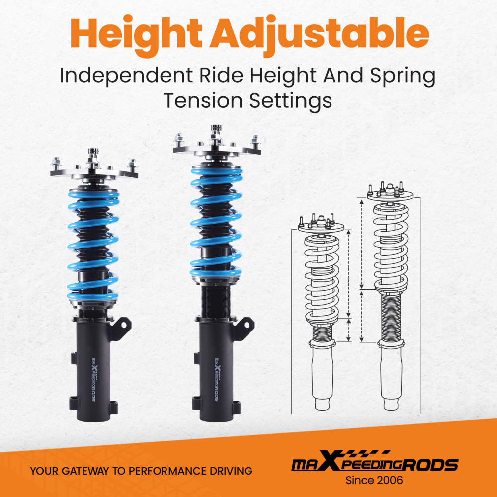 MaXpeedingrods T6 Coilovers Suspension compatible for Hyundai Tiburon 03-08 Adj. Damper