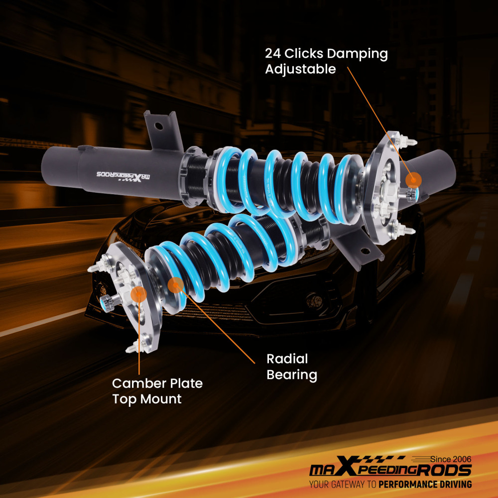 24 Level Adjustable Coilovers Lowering Suspension compatible for Audi TT Mk2 (8J) 07-14