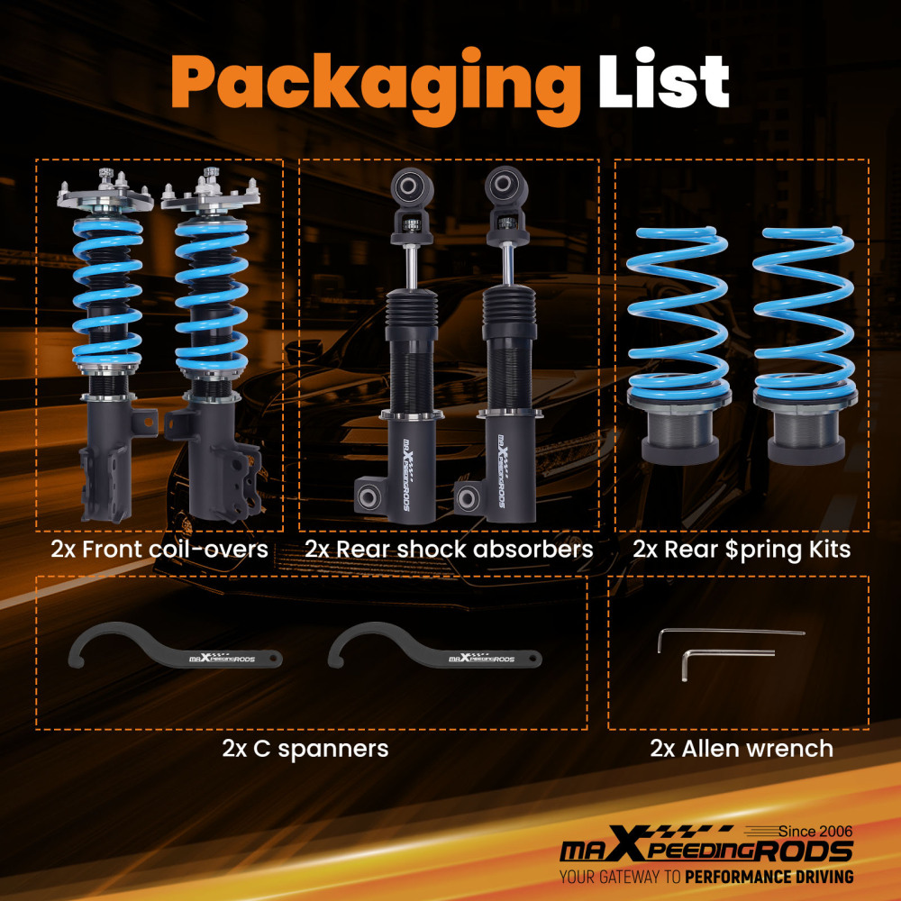 MaXpeedingrods T6 24 Level Coilovers Lowering Kit compatible for Hyundai Veloster 2012-2017