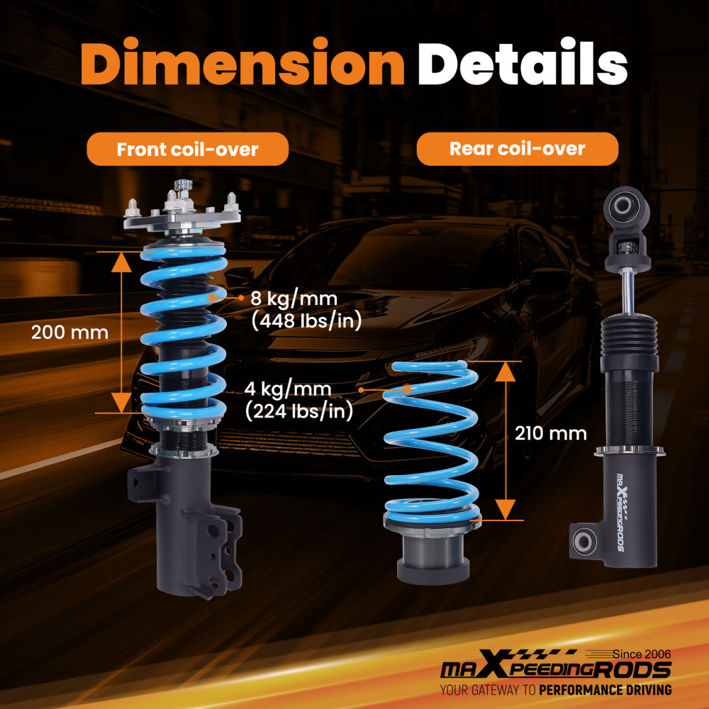 MaXpeedingrods T6 24 Level Coilovers Lowering Kit compatible for Hyundai Veloster 2012-2017