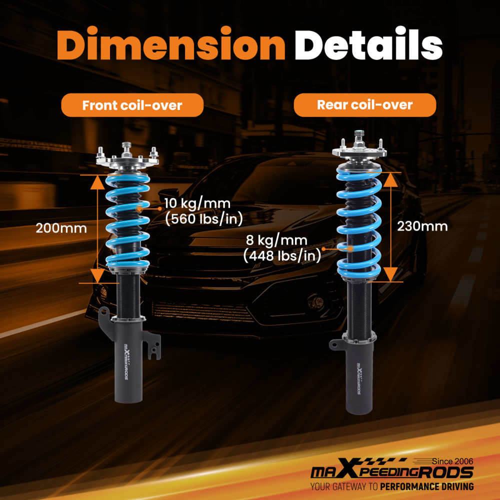 Maxpeedingrods T6 Coilover 24 Way Damper Lowering Kit compatible for Toyota Venza compatible for FWD 09-15