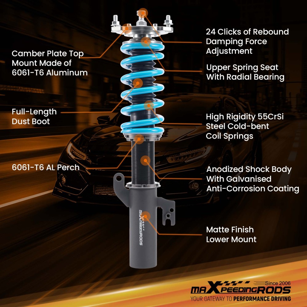Maxpeedingrods T6 Coilover 24 Way Damper Lowering Kit compatible for Toyota Venza compatible for FWD 09-15