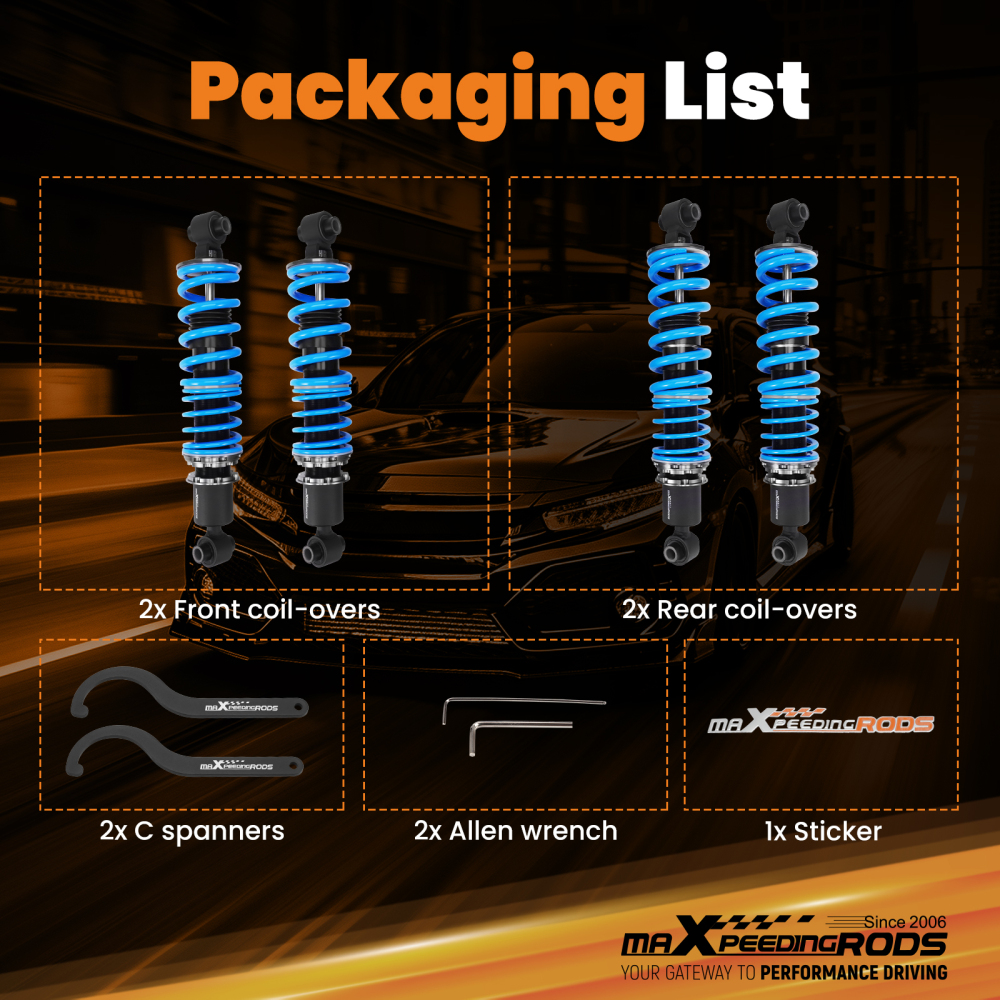 MaXpeedingrods T6 Adjustable Coilovers Shocks Kit compatible for Dodge Viper 1992-1995