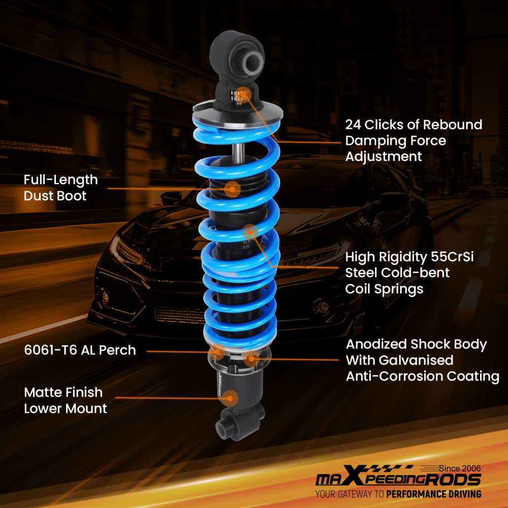 MaXpeedingrods T6 Adjustable Coilovers Shocks Kit compatible for Dodge Viper 1992-1995