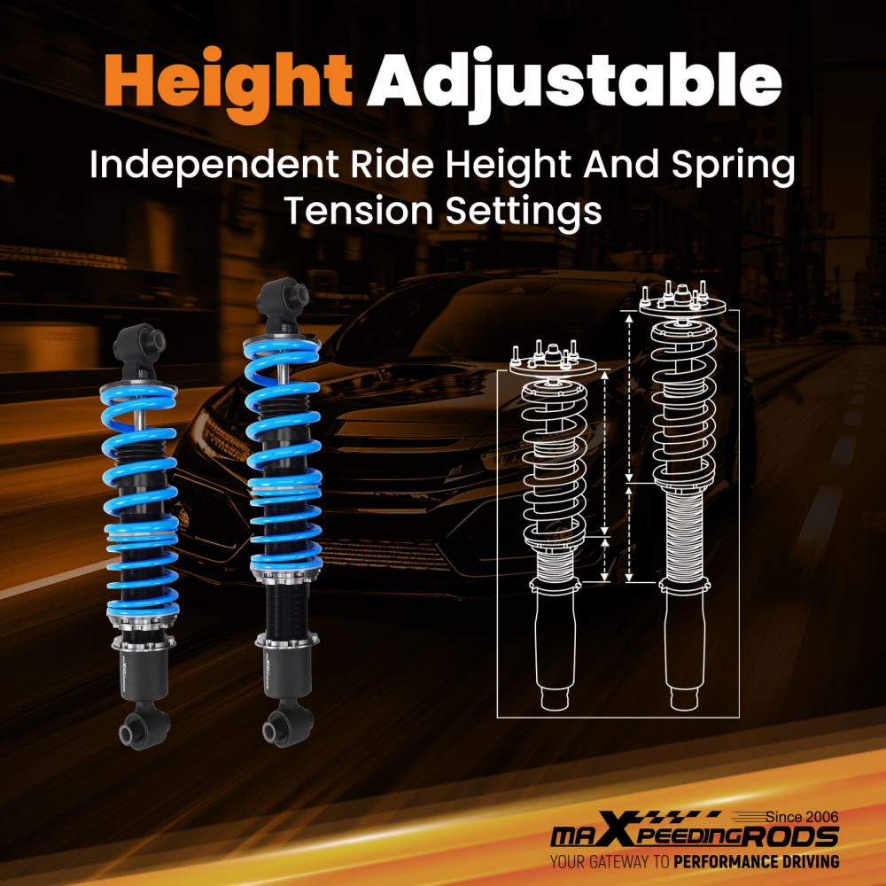 MaXpeedingrods T6 Adjustable Coilovers Shocks Kit compatible for Dodge Viper 1992-1995