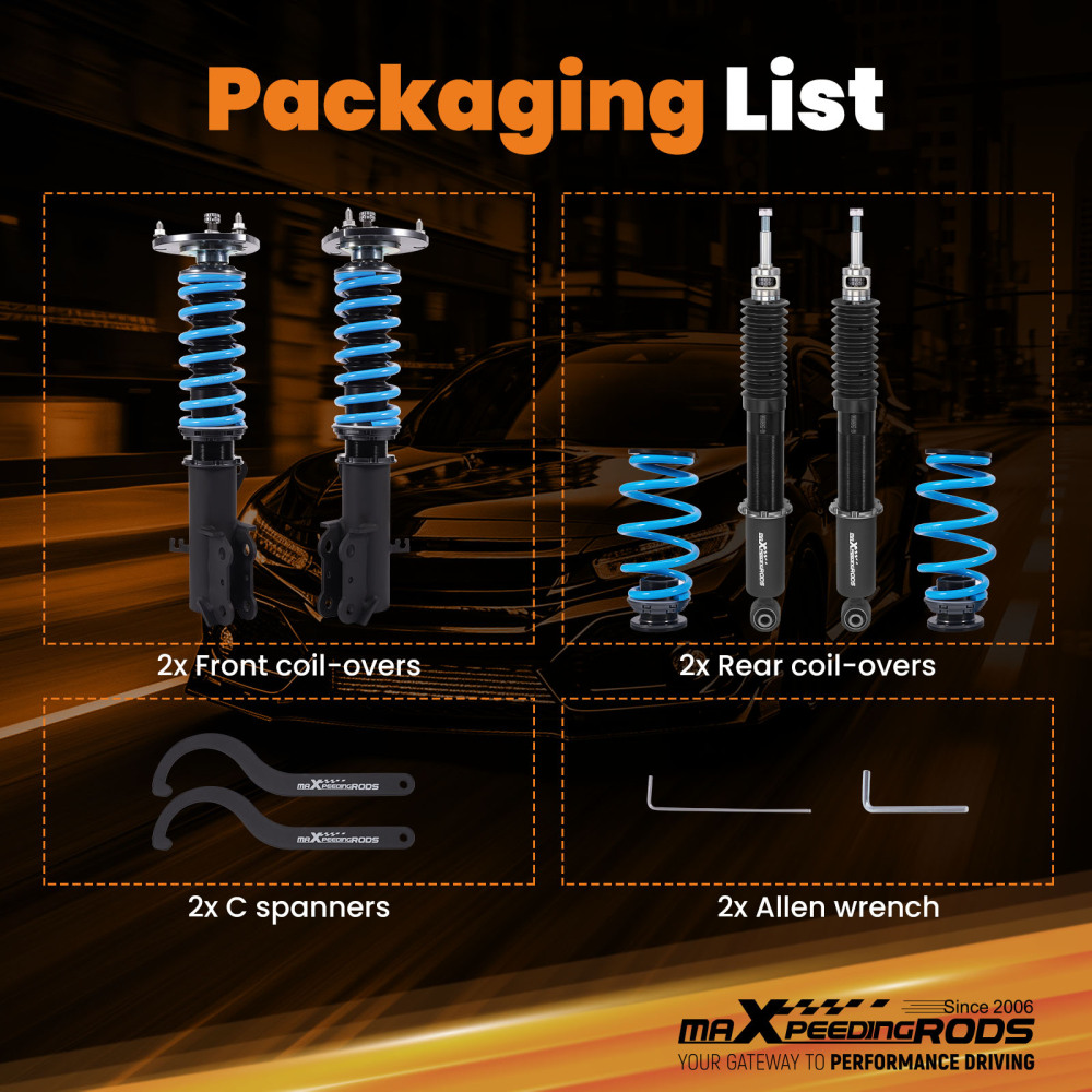 Coilovers 24 Way Damper Lowering Kit compatible for Chevrolet Volt 2016-2019 Shock Absorber