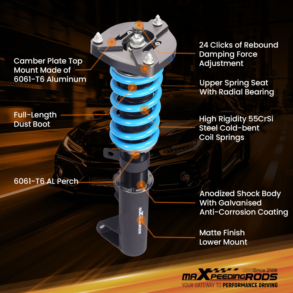 Maxpeedingrods T6 Coilovers Shock compatible for Mercedes-Benz W204 C180 C200 C220 C300 RWD