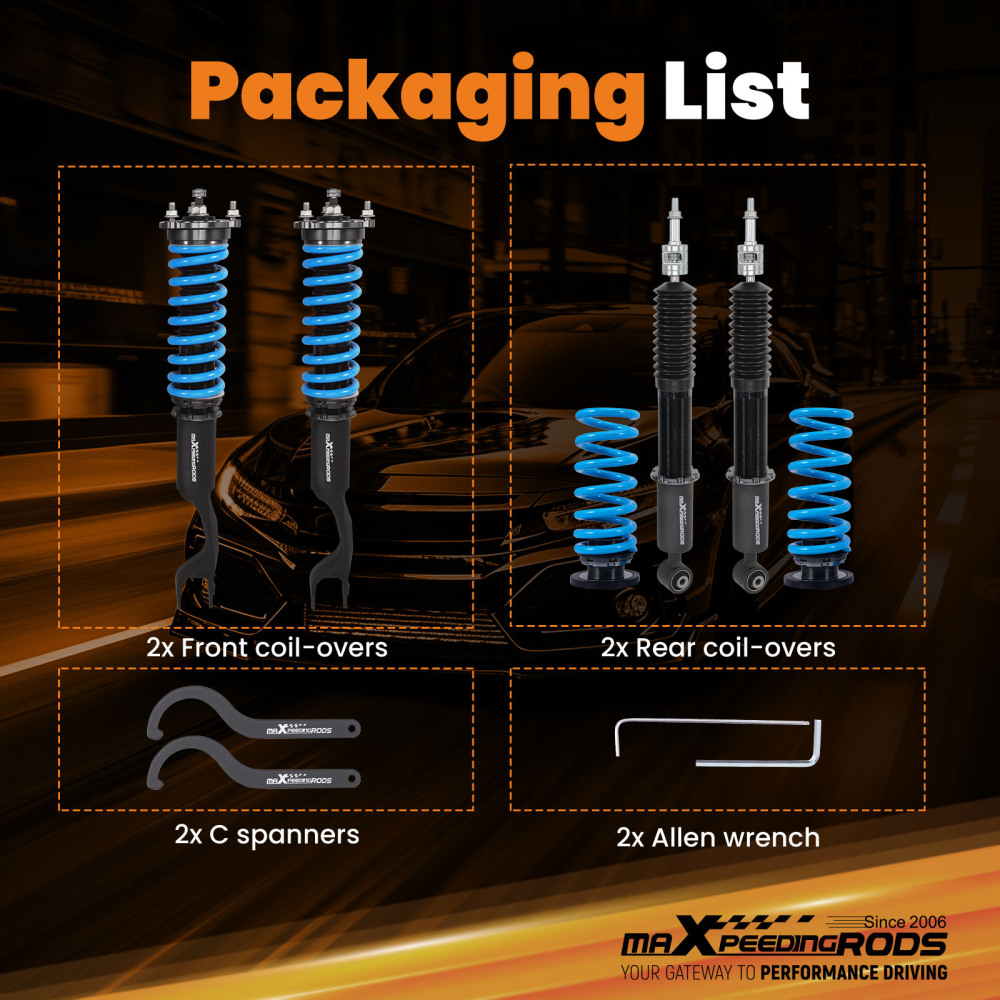 Coilovers 24 Way Adjustable Lowering Kit compatible for Mercedes Benz C-Class W205 4Matic