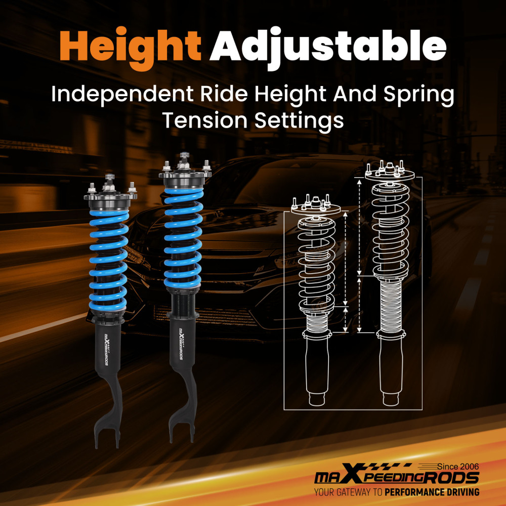 Coilovers 24 Way Adjustable Lowering Kit compatible for Mercedes Benz C-Class W205 4Matic