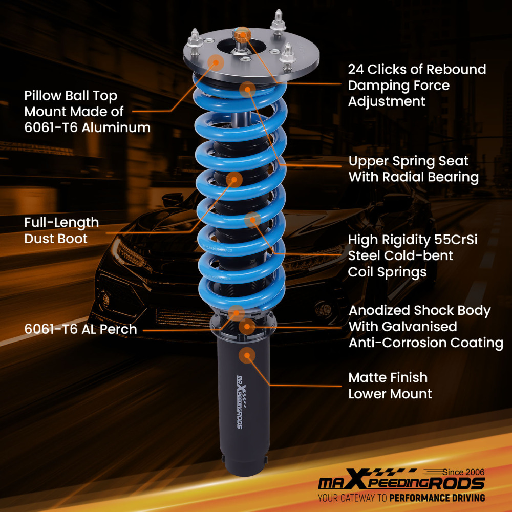 24 Way Damper Coilover Lowering Kit compatible for Mercedes-Benz W221 07-13 S350 S550 RWD