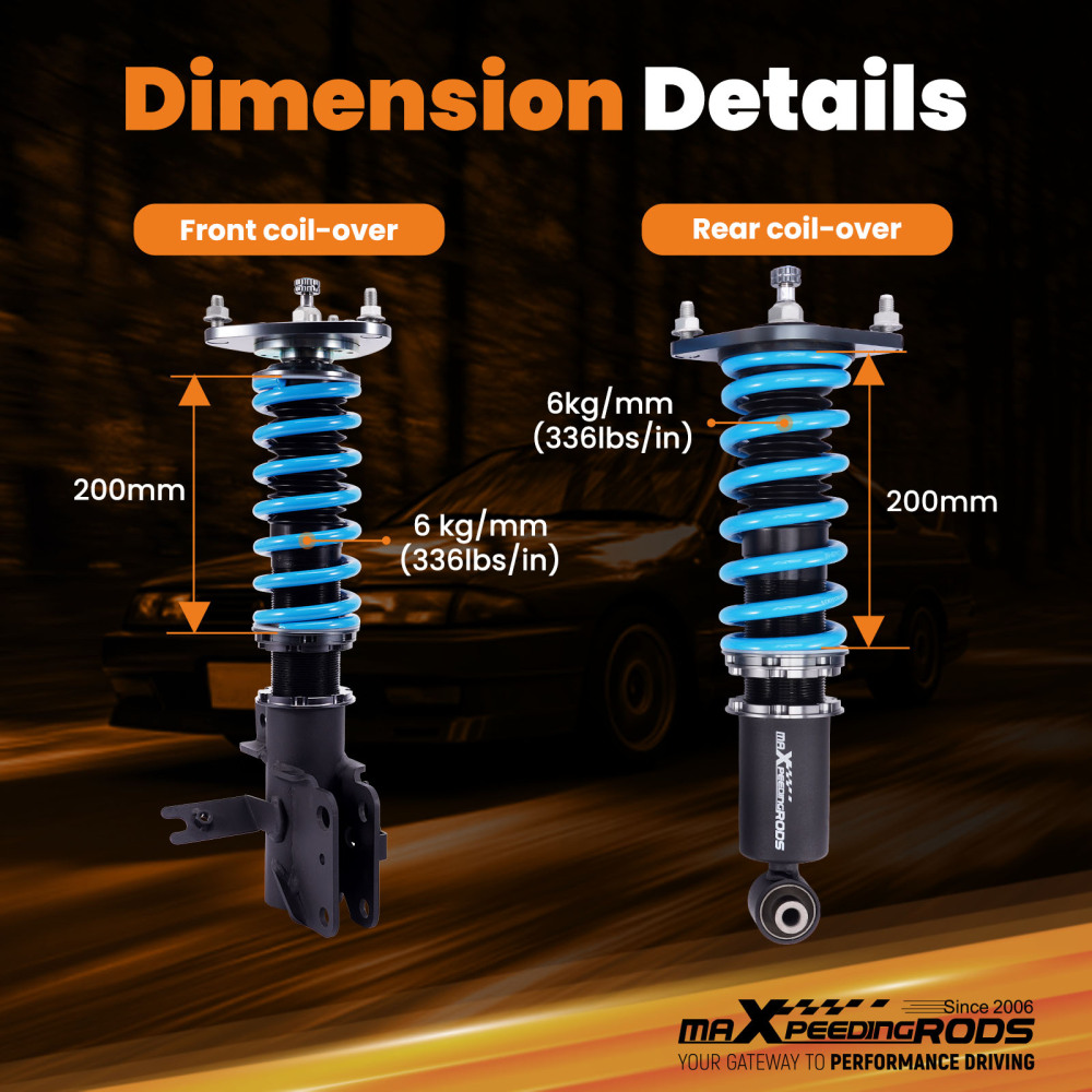 24 Level Adjustable Damper Coilover Lowering Kit compatible for Subaru WRX 2022-2025