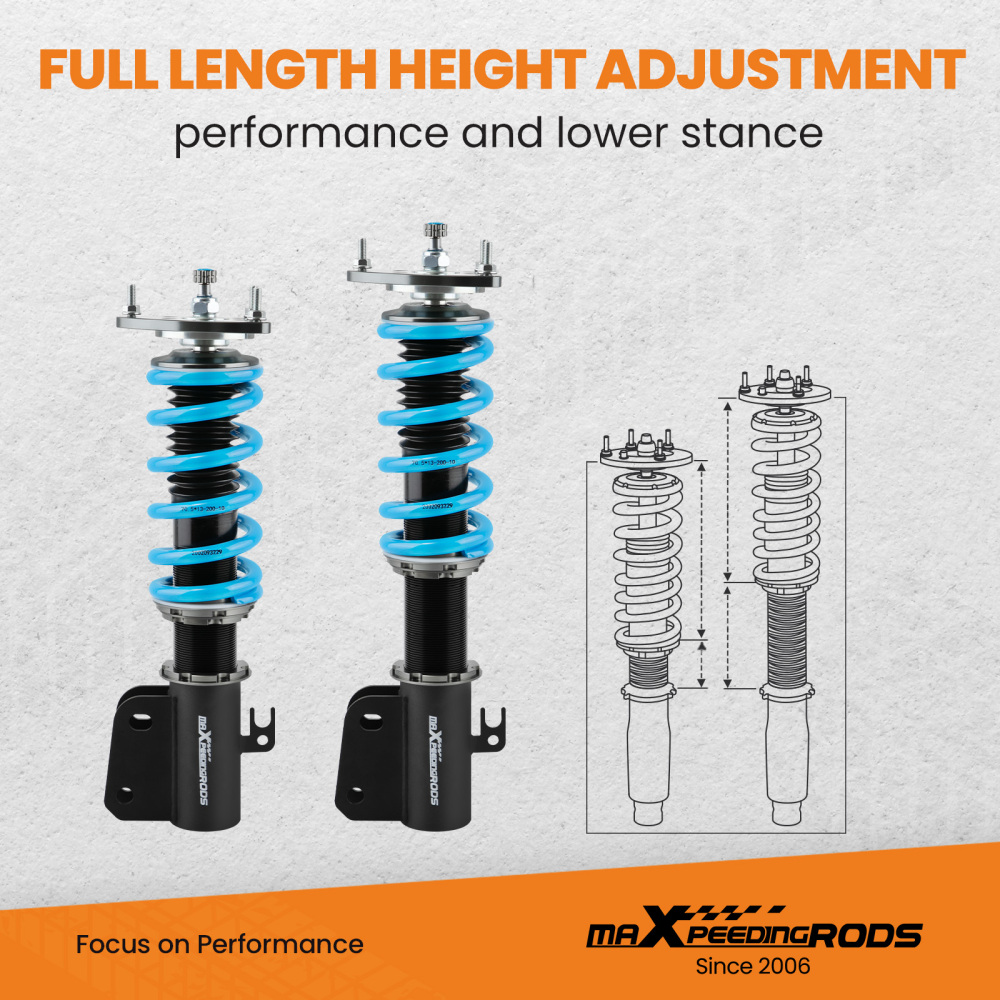 Compatible for Scion XB 2004-2006 compatible for Toyota Echo 2000-2005 Maxpeedingrods COT6 Coilovers Suspension Damper Set lowering kit