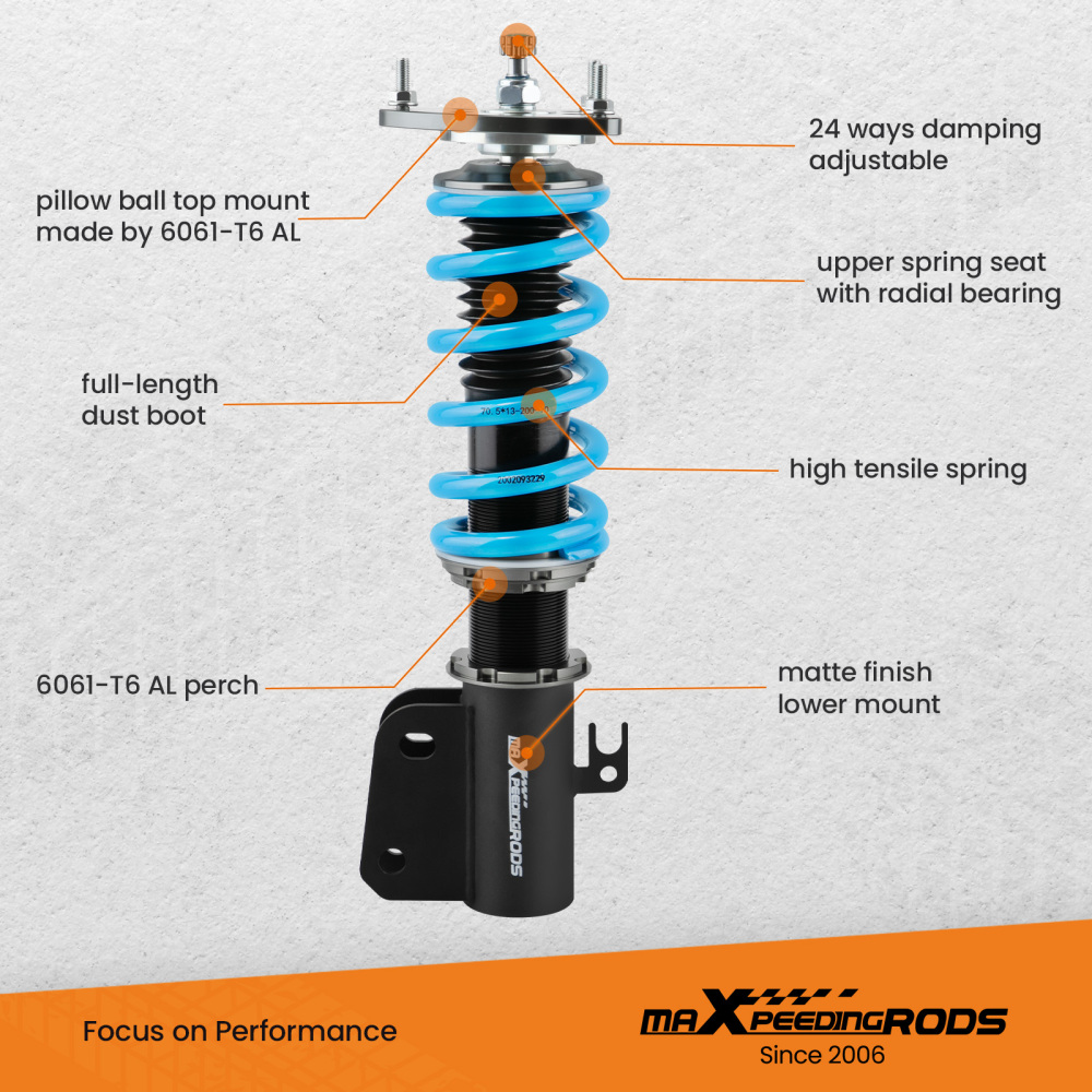 Compatible for Scion XB 2004-2006 compatible for Toyota Echo 2000-2005 Maxpeedingrods COT6 Coilovers Suspension Damper Set lowering kit