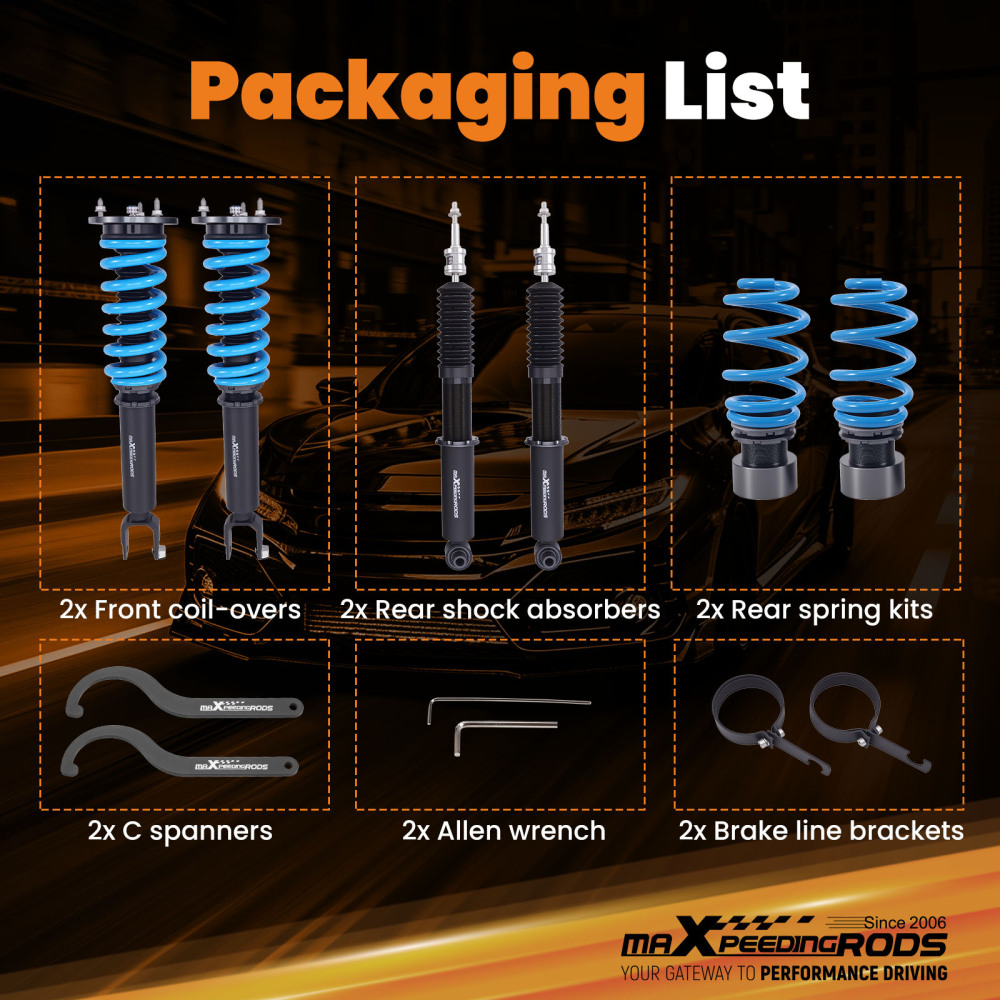 MaXpeedingrods 24 Level Damper Coilovers Shocks Kit compatible for Jaguar XE RWD 2016-2021