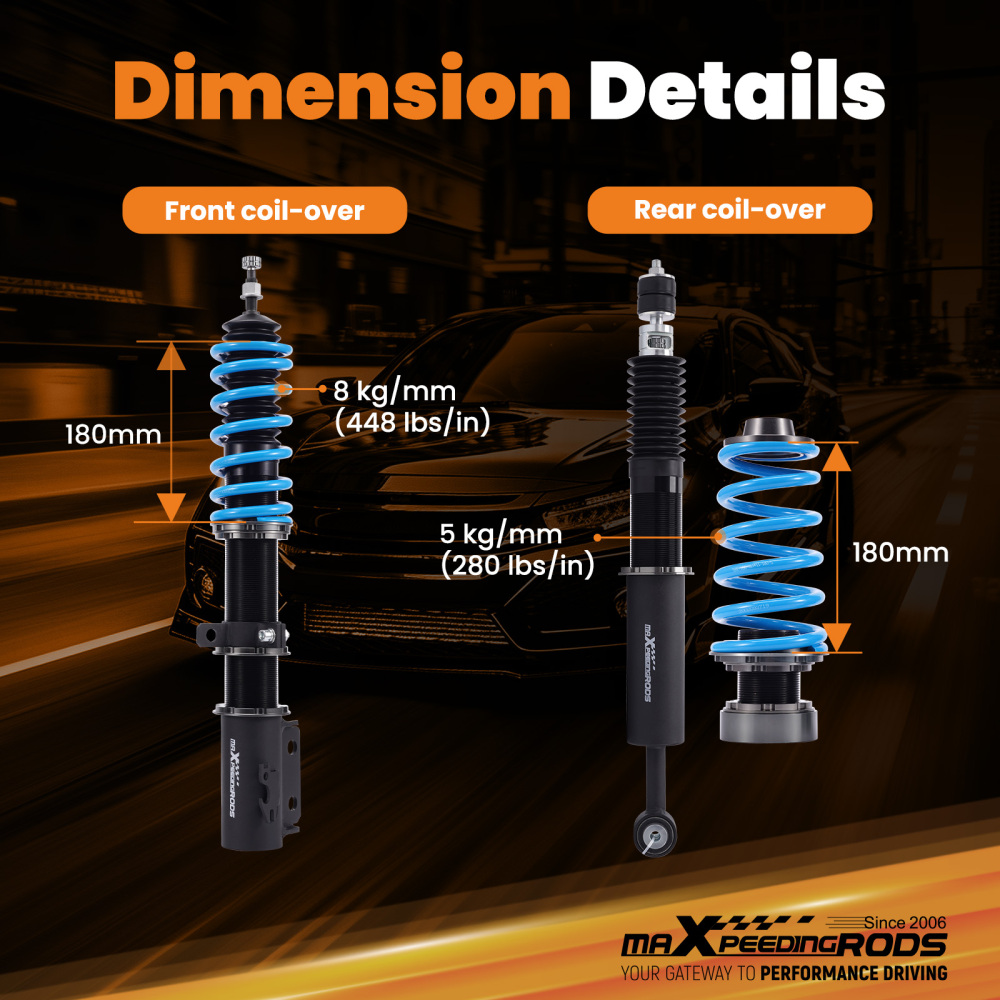 Compatible for Toyota Yaris 07-11 MaXpeedingrods T6 Coilovers 24 Way Damper Lowering Kit 