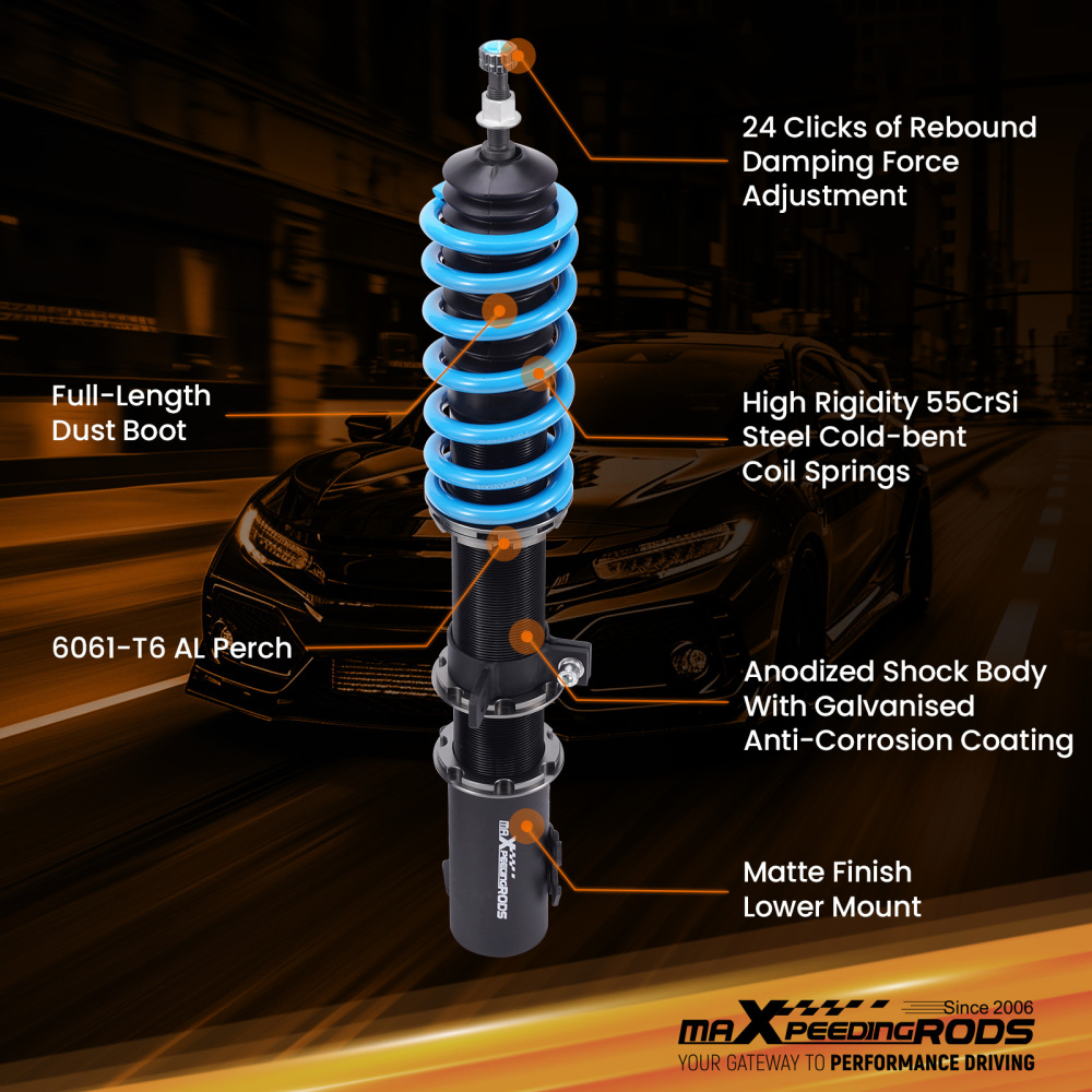 Compatible for Toyota Yaris 07-11 MaXpeedingrods T6 Coilovers 24 Way Damper Lowering Kit 