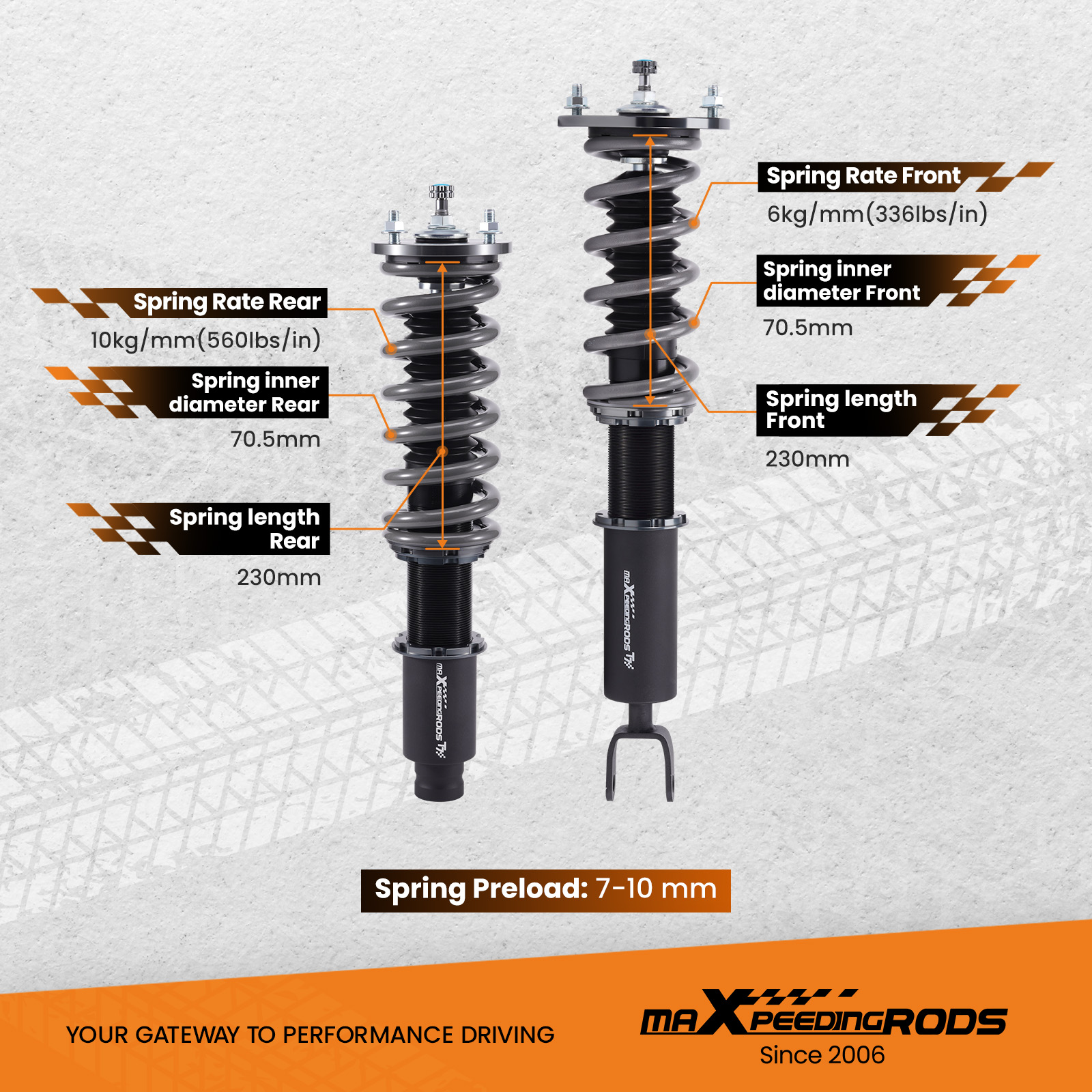 Maxpeedingrods COT7 Coilovers Suspension Shocks Strut Kit
