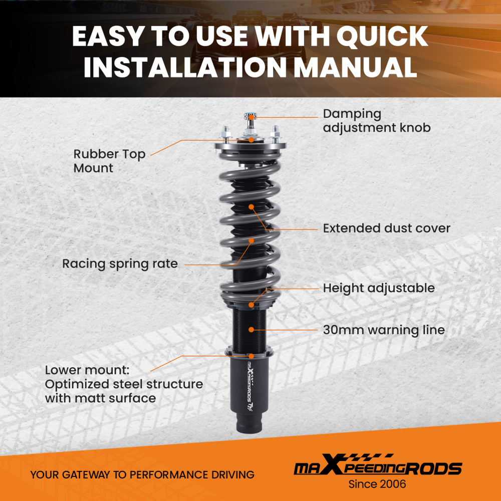 Maxpeedingrods COT7 Coilovers Suspension Lowering Kit compatible for Honda Accord 1990-97