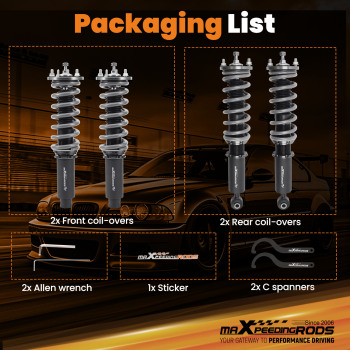 Compatible for Honda Accord 98-02 MaXpeedingrods T7 Coilover 24 Step Damper Lowering Kit