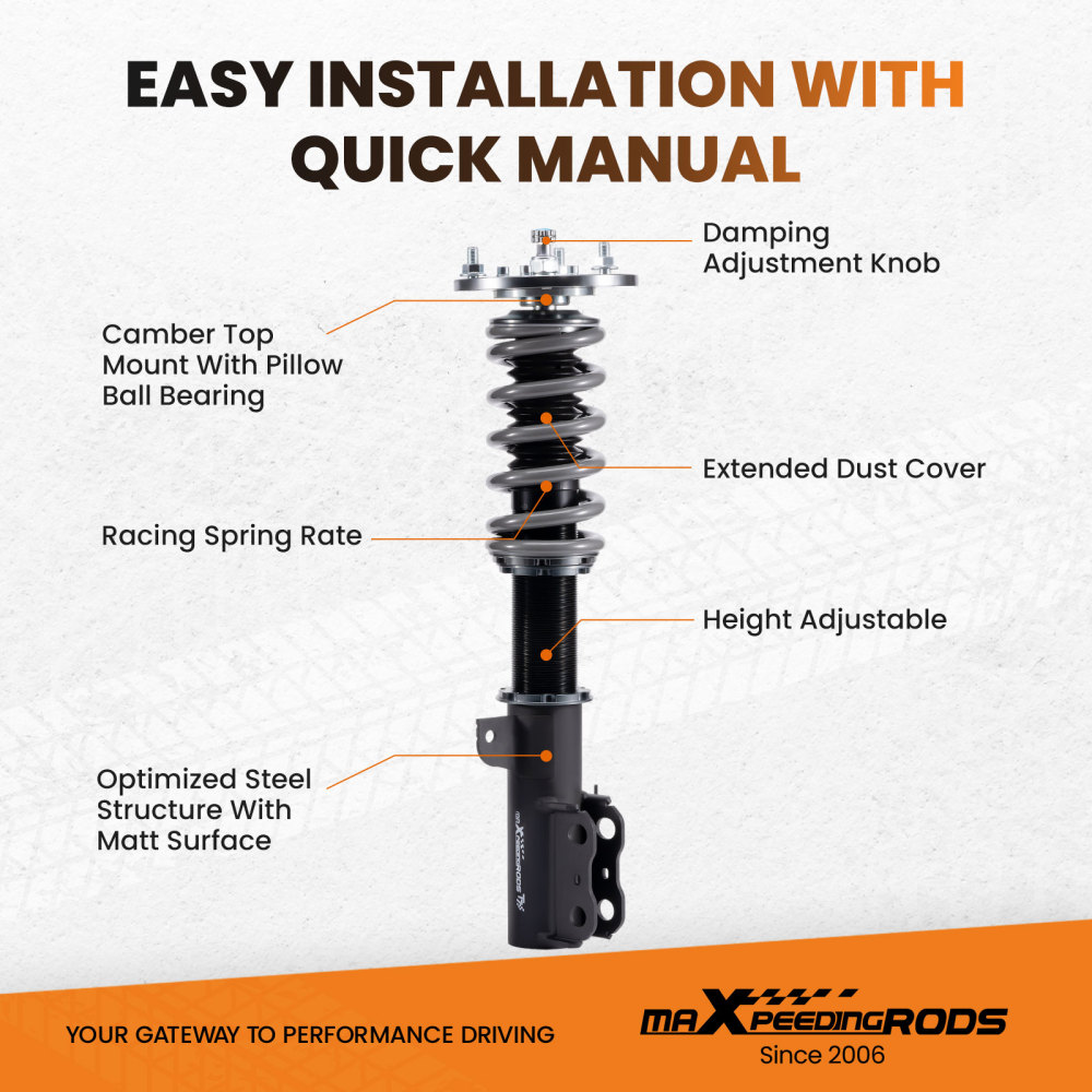 MaXpeedingrods COT7 Coilovers 24 Way Damper Lowering Kit compatible for Toyota Camry 92-01