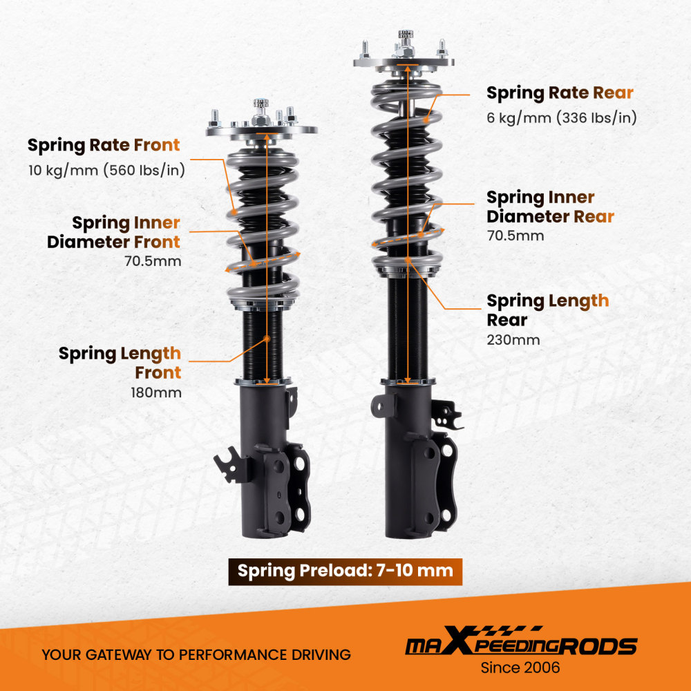 MaXpeedingrods COT7 Coilovers 24 Way Damper Lowering Kit compatible for Toyota Camry 92-01