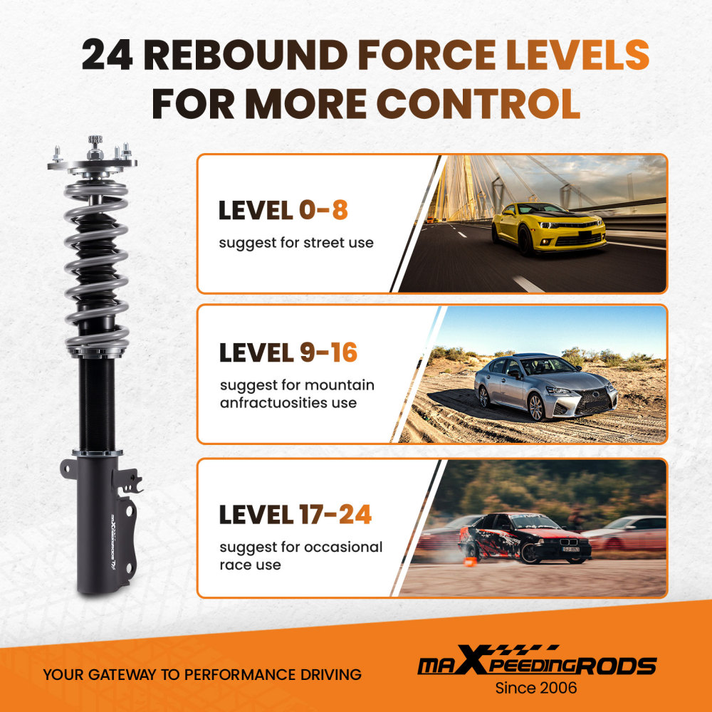 MaXpeedingrods COT7 Coilovers 24 Way Damper Lowering Kit compatible for Toyota Camry 92-01