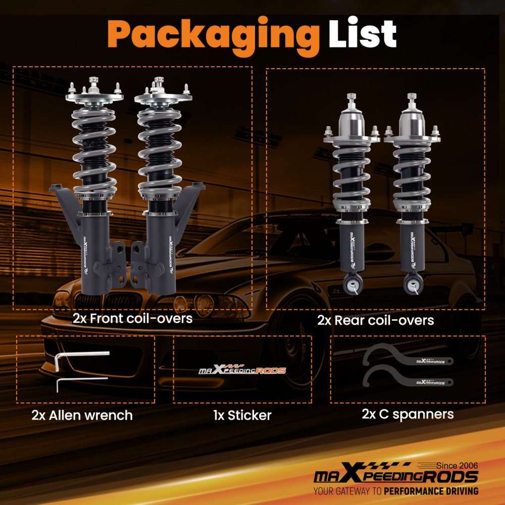 MaXpeedingrods T7 Coilover 24 Way Damper Spring Kit compatible for Honda CR-V compatible for FWD AWD 02-06