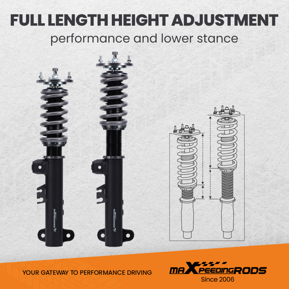MaXpeedingrods T7 Advanced Series Coilover compatible for BMW E36 3 Series 318i 323i 325i 328i 325is 318tds Lowering Kit