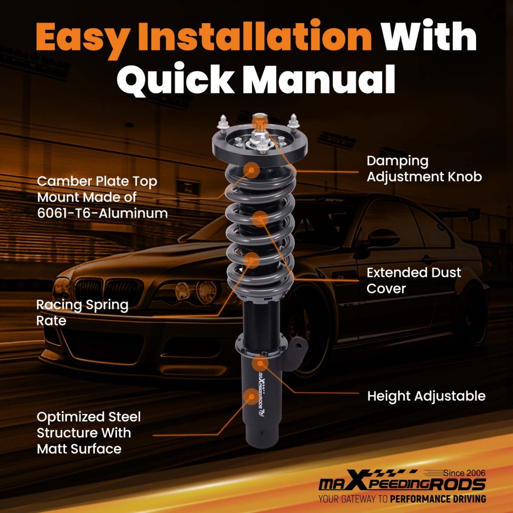 Combinés Filetés Réglables Amortisseurs compatible pour BMW E46 3 Series Berline 1998 a 2995