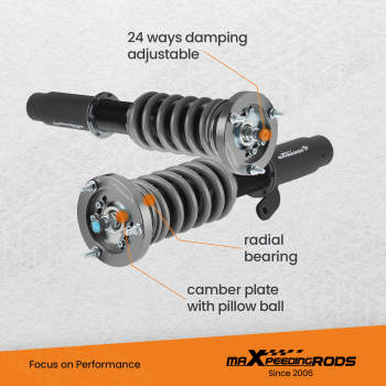 T7 Advanced Series 24 Levels Adjustable Coilover compatible for BMW E46 330i 325i 318d 320d 330d 1999-2005 Lowering Kit